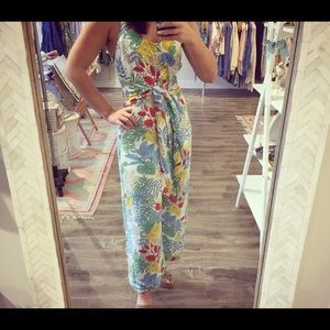 Tropical jumpsuit with tie waist